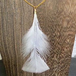 COPY - White feather necklace- 21 in gold necklace